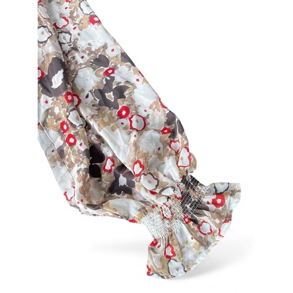 NWT Entro Women's Floral Print Blouse Long Sleeve Gathered Cuff Round Neck - Picture 11 of 11